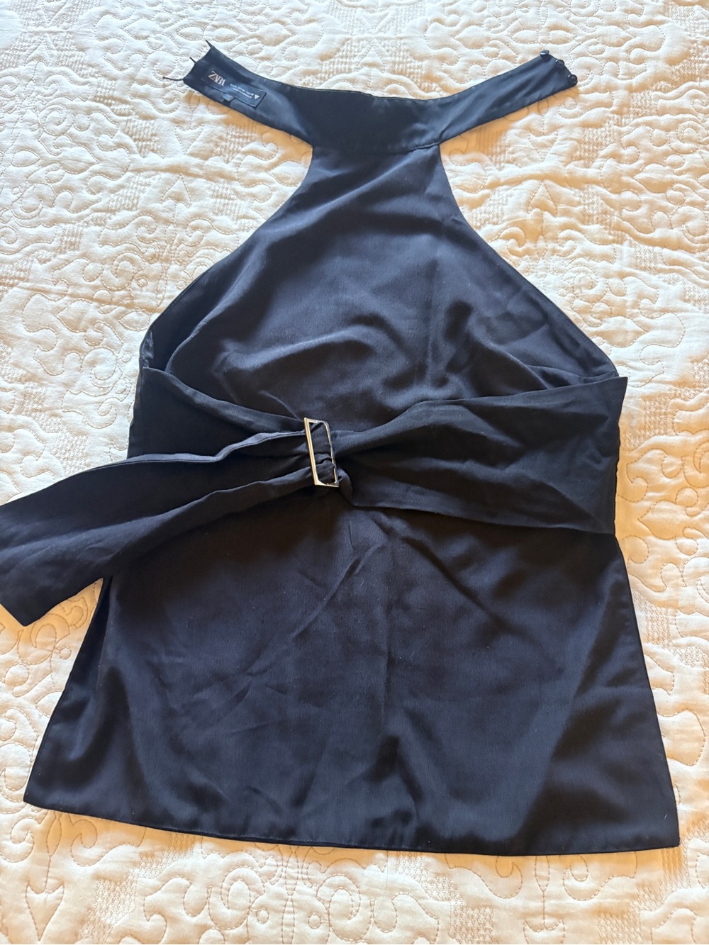 Zara Black Halter Neck Top, adjustable top - Picture 3 of 6